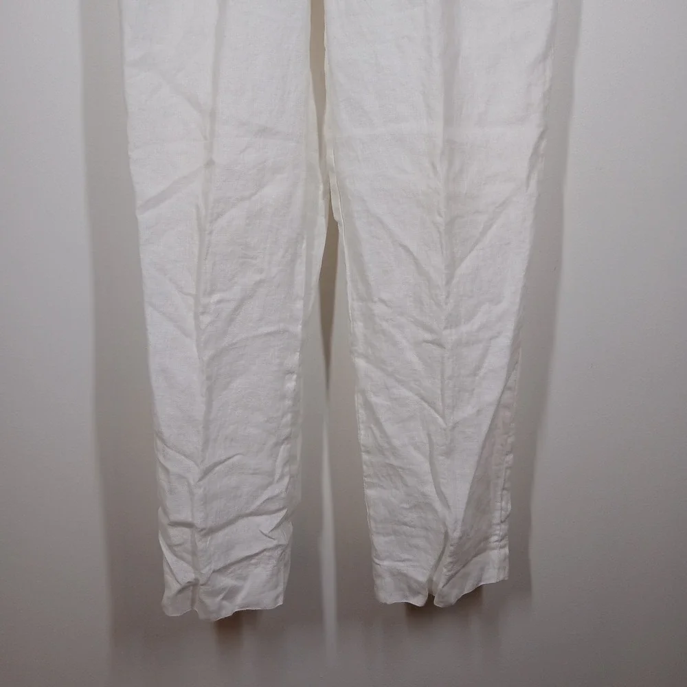 Murano Pants Mens 32x34 White 100% Linen Pleated Straight Leg Resort Summer